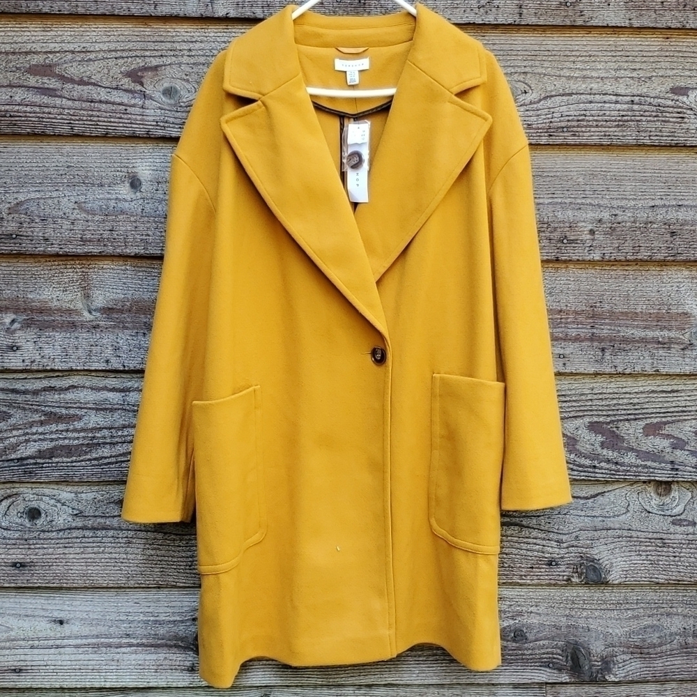 Topshop Golden One button Coat 12 NWT Oversized